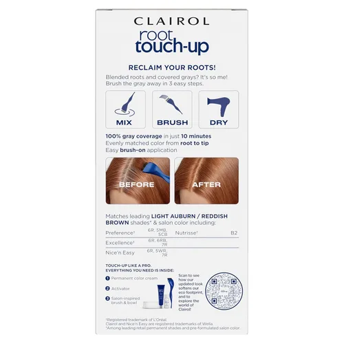 Miniatura 2 de Clairol Root Touch-Up de Nice'n Easy - Tinte permanente para el cabello, color caoba claro 6R/Marrón rojizo claro, paquete de 2 6R castaño