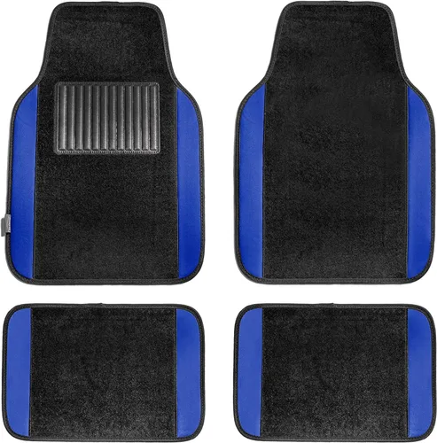 FH Group Alfombrillas Automotrices para Piso – Ajuste Universal Alfombrillas Premium de Alfombra para Automóvil con Almohadilla para Talón del Azul