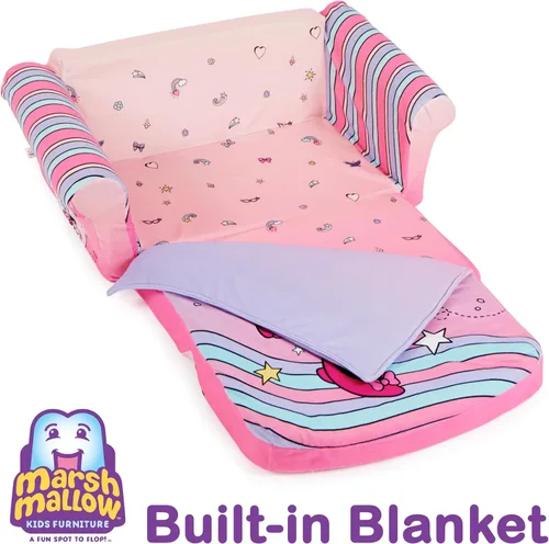Miniatura 5 de Marshmallow Furniture, Sofá para dormir Minnie Mouse 3 en 1, tumbona convertible para niños, sofá cama y colchón de espuma para siestas de niños