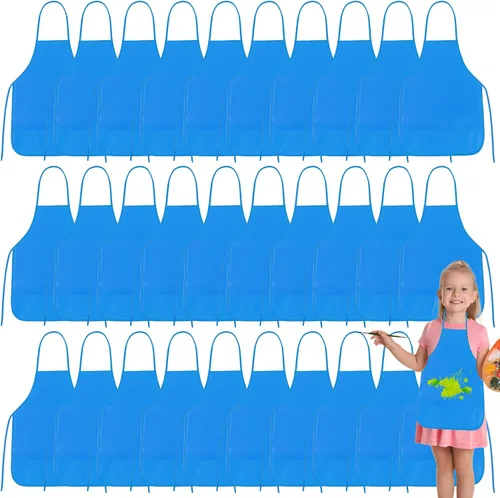 Miniatura 13 de PLULON 8 piezas de delantales para niños, delantales para niños para pintar, delantales de arte para niños, smocks a granel para actividades