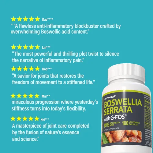 Miniatura 2 de NANOWELL Boswellia Serrata con G-FOS - 98% de ácido boswélico - Apoya la salud de las articulaciones y la movilidad - 180 cápsulas veganas