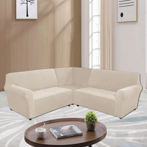 Miniatura 2 de MIFXIN Fundas para sofá modular de esquina de 5 plazas en forma de L, 3 piezas, terciopelo elástico, suave, lavable, protector de sofá para sofás