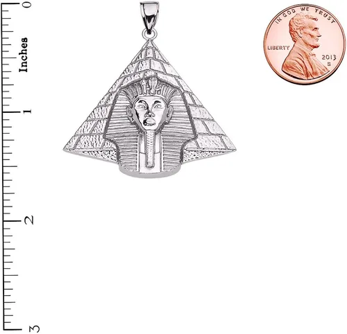 Miniatura 2 de Colgante de pirámide de oro blanco de 14 k con diseño de cruz de Ankh egipcia