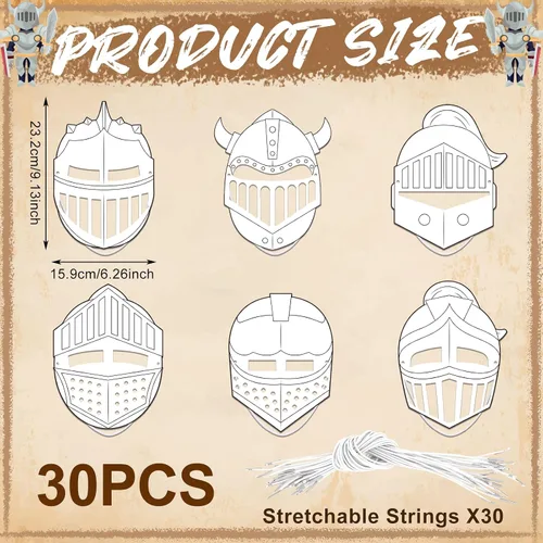 Miniatura 2 de Liliful Juego de 30 unidades de casco de salvación para manualidades a granel para colorear tu propio kit de bricolaje, armadura de Dios, máscara