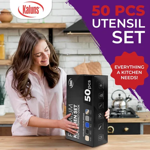 Miniatura 4 de Kaluns 50 piezas juego de utensilios de cocina de silicona juego completo de cocina - 427°C resistente al calor antiadherente utensilios de cocina