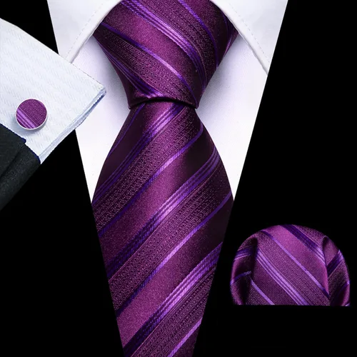 Miniatura 179 de Barry.Wang Juego de corbatas para hombre, corbata de seda a rayas, tejido a cuadros, gemelos formales, negocios, boda