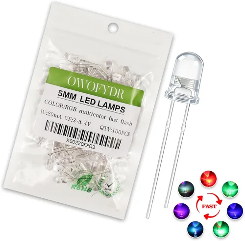Miniatura 27 de 100 lámpara LED de diodo de luz blanca cálida de 5mm (Lente Transparente Redonda DC 3V 20mA) Bombilla de iluminación, componente electrónico, luz
