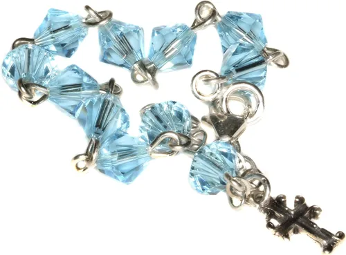 Miniatura 4 de Pulsera de rosario para niñas hecha con cristales austriacos, vidrio (comunión, boda, reconciliación, Navidad, Pascua, regalo), Vidrio