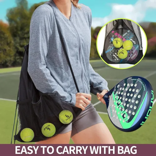 Miniatura 6 de Pala de pádel Superficie de Fibra de Carbono con núcleo de espuma EVA Memory Flex Pala de pádel ligera verde (8300-Green-2pcs)