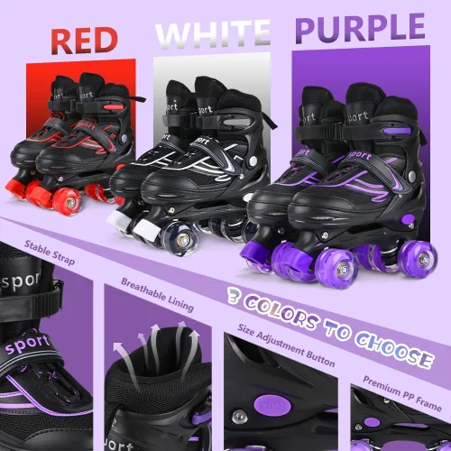 Miniatura 5 de Patines en línea G MGY OLED para niños pequeños, patines ajustables en 4 tallas con todas las ruedas iluminadas, patines iluminados divertidos