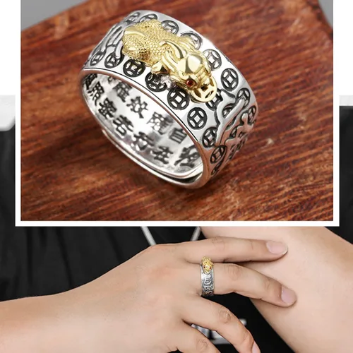 Miniatura 4 de Anillo ajustable de plata 990 Feng Shui PiXiu Xiangyun MANI Mantra Protection Wealth Ring, no conocido