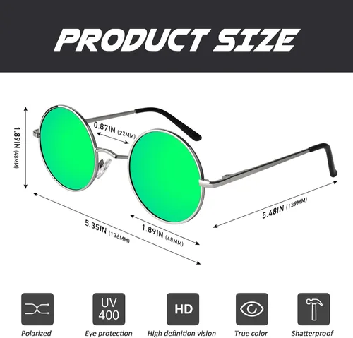 Miniatura 91 de CGID Gafas de sol unisex polarizadas redondas E01 Lennon