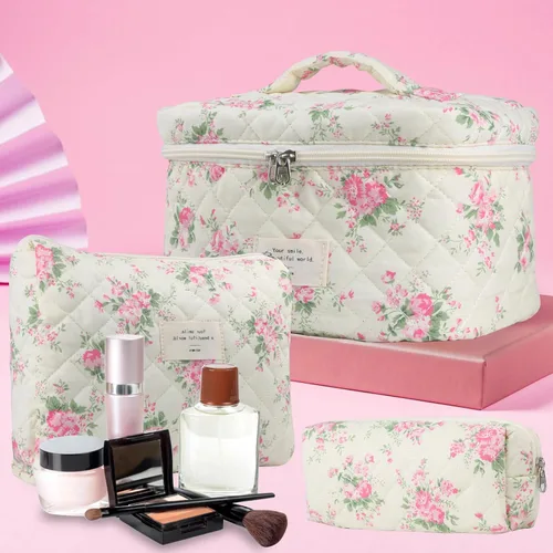 Miniatura 4 de NATINSA Bonita bolsa de maquillaje para mujer (2 unidades), bolsas de cosméticos de viaje, bolsa organizadora de artículos de tocador con diseño 21