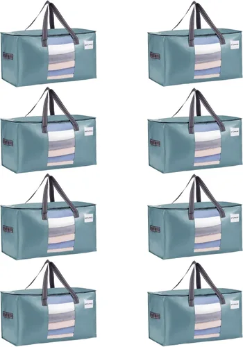 Miniatura 46 de VENO Paquete de 4 bolsas de mudanza resistentes, bolsas de almacenamiento de ropa y edredón con ventana transparente, suministros de embalaje