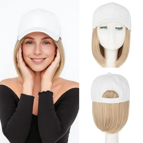 Miniatura 14 de SEGO - Peluca de gorra con pelo adjunto para mujer, gorra negra de béisbol con extensiones de pelo, gorra de béisbol larga y ondulada con ajuste