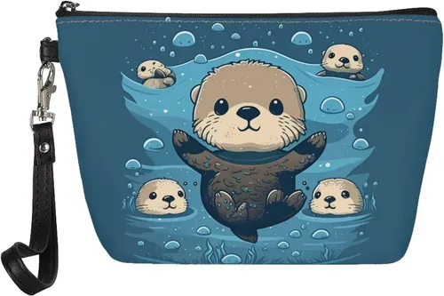 Miniatura 18 de Upetstory Bolsa de maquillaje de animales, bolso pequeño de cuero para cosméticos de viaje para niñas y mujeres, bolso de mano para lápiz labial