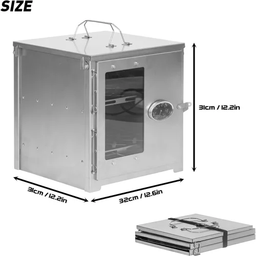 Miniatura 3 de POMOLY Horno de campamento de 12.6 pulgadas de alto con parrilla de 2 niveles, horno de titanio portátil con termómetro para hornear, calefacción