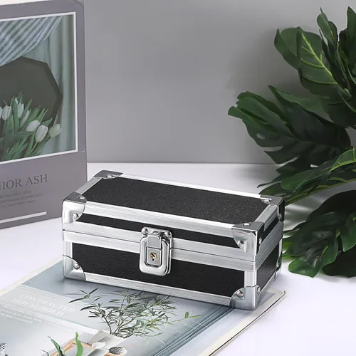Miniatura 2 de Hipiwe Caja de Dinero con Cerradura, Caja de Dinero de Aleación de Aluminio para Almacenamiento de Dinero con Cerradura, Bandeja de Monedas de Una