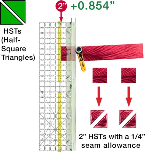 Miniatura 4 de guidelines4quilting costura allowance además para la mitad Square triángulos, 30,5 cm)