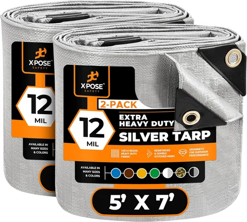 Miniatura 31 de Lona protectora Xpose Safety multiusos, de poliéster blanco, resistente, resistente al agua, resistente a la intemperie, resistente a rasguños
