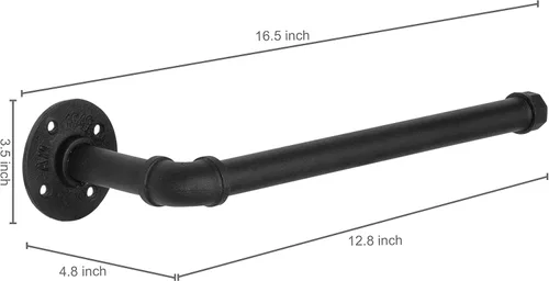 Miniatura 5 de MyGift Soporte para toallas de papel para debajo del gabinete, soporte para toallas de papel, montaje en pared, tubo industrial negro mate colgante