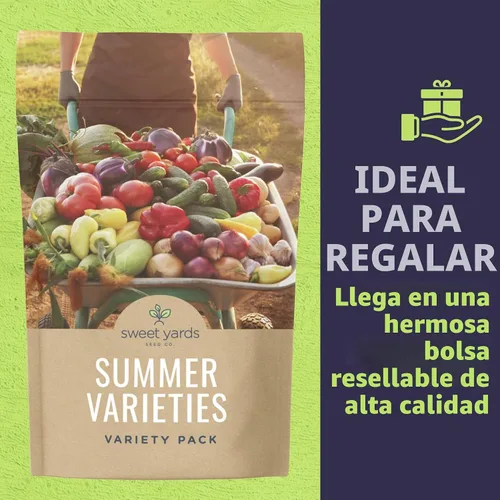 Miniatura 6 de Paquete variado de semillas orgánicas de verano, 12 paquetes individuales, temporada 2026, albahaca, tomate, pepino, sandía y mucho más para plantar