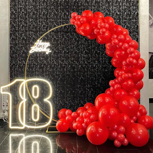 Miniatura 5 de Kit de arco de globos rojo brillante de 135 piezas de diferentes tamaños de 18, 12, 10 y 5 pulgadas, decoraciones de fiesta de color rojo para baby
