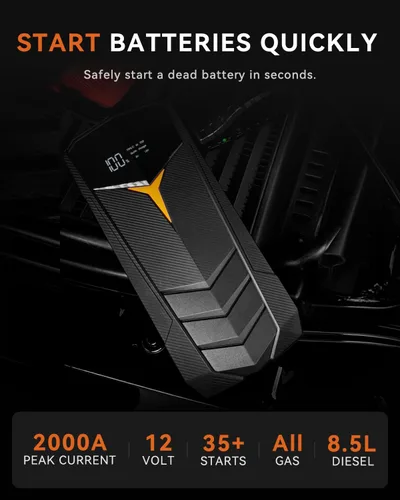 Miniatura 2 de SUNPOW Batería de arranque de litio de 2000 A pico de 20000 mAh (hasta todo el gas y 8.5 L de diésel), batería de 12 V para automóviles, camiones
