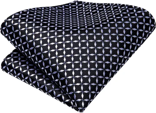 Miniatura 67 de Hi-Tie Corbata clásica de cachemira para hombre con pañuelo y gemelos a cuadros