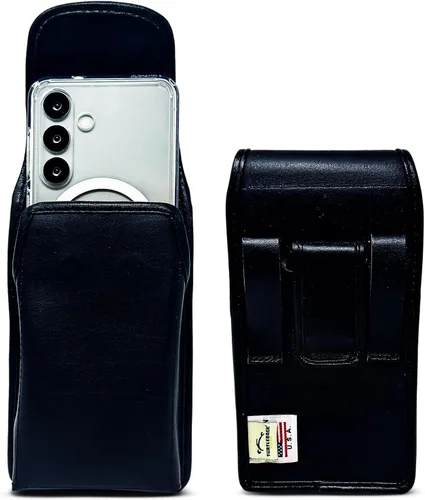 Miniatura 14 de Turtleback Funda de cuero de alta calidad para Samsung Galaxy S25-S20 – Soporte de cinturón de teléfono negro para viajes a prueba de golpes, fundas