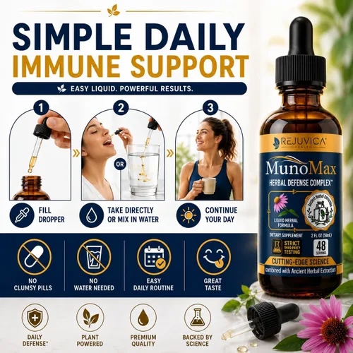 Miniatura 6 de Rejuvica Health MunoMax Gotas líquidas de apoyo inmunológico Equinácea, saúco, astrágalo, reishi y sello de oro Apoya la defensa inmune diaria