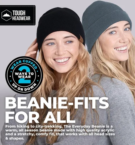 Miniatura 8 de Tough Headwear Daily Knit Beanie – Gorros para hombre – Sombreros de invierno para hombres y mujeres – Sombreros de punto cálidos para clima frío