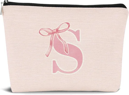 Miniatura 9 de Coquette - Bolsa de maquillaje con lazo, inicial K, regalos personalizados para chicas adolescentes, regalos con monograma lindos y modernos preppy