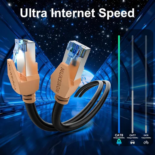 Miniatura 3 de Cable Ethernet Cat 8 de 30 pies, cable de red de juegos de alta velocidad de 40 Gbps de 2000 MHz RJ45 blindado resistente para PS5, router Xbox