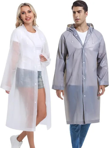 Miniatura 164 de 2 abrigos de lluvia de Borogo para adultos, chaquetas de lluvia reutilizables para hombres y mujeres