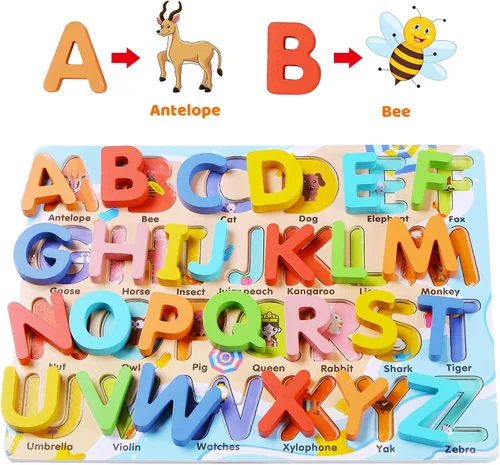 Miniatura 5 de Rompecabezas de madera para niños pequeños, Voamuw rompecabezas educativos de números, letras y formas para niños en edad preescolar de 3 a 6 años