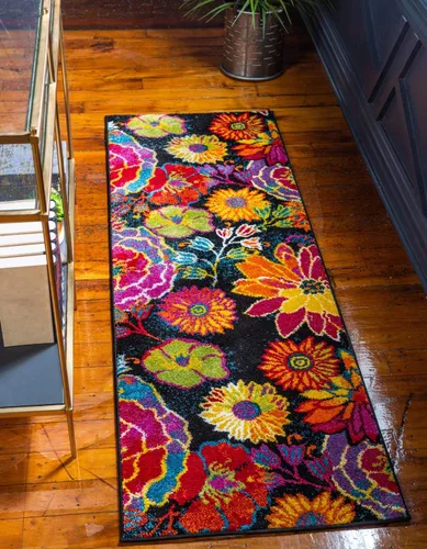 Miniatura 14 de Unique Loom colección Lyon - Alfombra Kennedy (2 x 3 pies 1 pulgada, Rectangular, Negro/Verde)