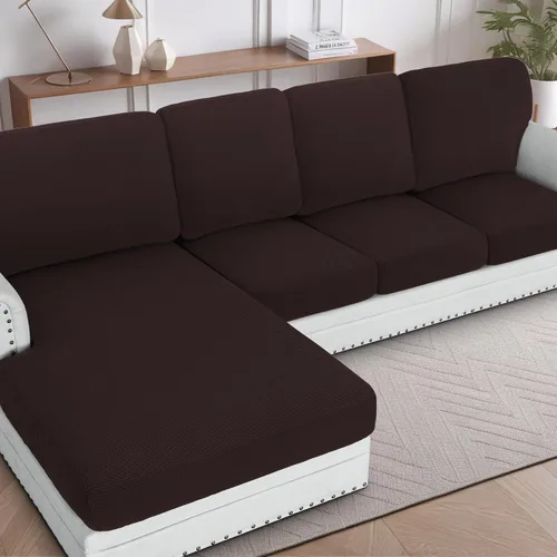 Miniatura 16 de H.VERSAILTEX Fundas para sofá seccional, 4 piezas, fundas de cojín de asiento de sofá en forma de L, fundas de cojín separadas para chaise longue