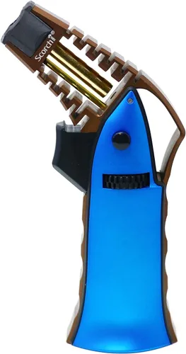 Miniatura 9 de Antorcha Scorch Torch CNC maquinada de 17,14 cm de alto, antorcha de llama de aluminio portátil ajustable recargable con butano en caja de regalo