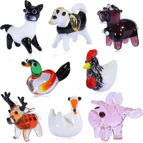 Miniatura 7 de 8 piezas de figuras de vidrio soplado a mano - Miniaturas de vidrio del océano: tortuga, tortuga marina, delfín, ballena, estrella de mar, foca, pez