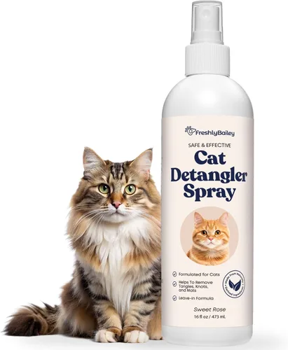 Freshly Bailey Spray desenredante para gatos – Spray desenredante para mascotas – Desenredante natural y acondicionador sin enjuague para tu gato –