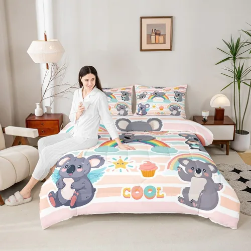 Miniatura 20 de Juego de edredón de pavo real en acuarela tamaño King, elegante y hermoso juego de ropa de cama edredón de plumas azules de 3 piezas para niños