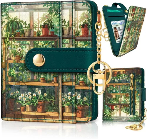 Miniatura 37 de Jogjam Cartera pequeña para mujer, Rfid delgada y compacta para tarjetas de crédito, billetera plegable de piel sintética, bolsillo con cremallera