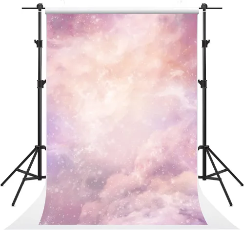 Kate Fondos de fotografía de cielo de nube rosa de 5 x 7 pies, fondo abstracto de ensueño con manchas blancas para decoración de fotos