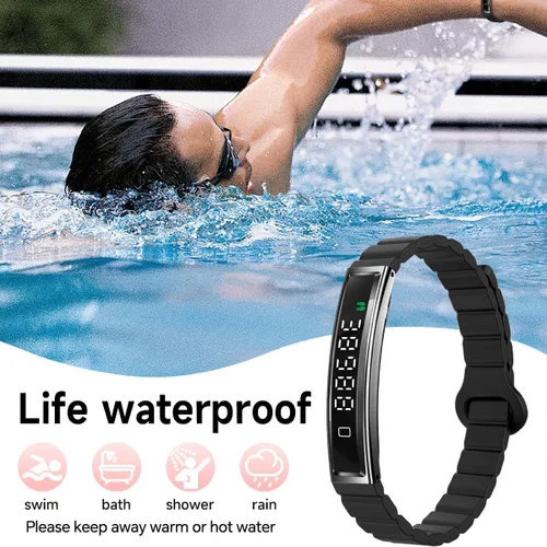 Miniatura 6 de Pulsera inteligente de fitness, monitor de ritmo cardíaco, monitor de actividad del sueño, contador de pasos, calorías, podómetro, impermeable, Negro