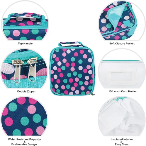 Miniatura 4 de Class Collections - Conjunto de mochila y lonchera punto polka azul