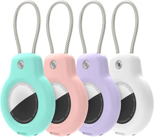 Miniatura 10 de SPGUARD Funda para AirTag con llavero, paquete de 4 unidades para Apple Air Tag con bloqueo de cable de alambre, llavero, accesorios