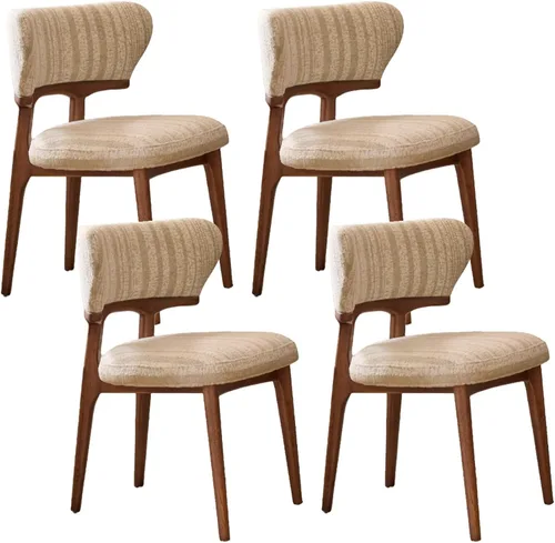 Miniatura 19 de Sillas de comedor retro, juego de sillas de comedor de madera, silla de cocina tapizada, silla de tocador de recepción, asiento sin brazos con Negro