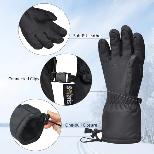 Miniatura 3 de Solaris Guantes de esquí impermeables para hombres y mujeres, guantes de invierno cálidos y acogedores 3M Thinsulate con media máscara de esquí