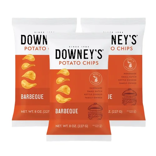 Downey's Papas fritas, papas fritas cocidas en hervidor, aperitivo hecho a mano, lote pequeño, ligero y crujiente, sin gluten, hecho en Michigan (8